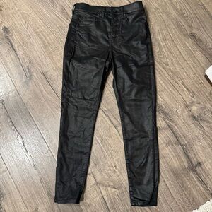 Express Black High Rise Skinny Jeans Size 2S Short Shiny Sparkle Faux Leather